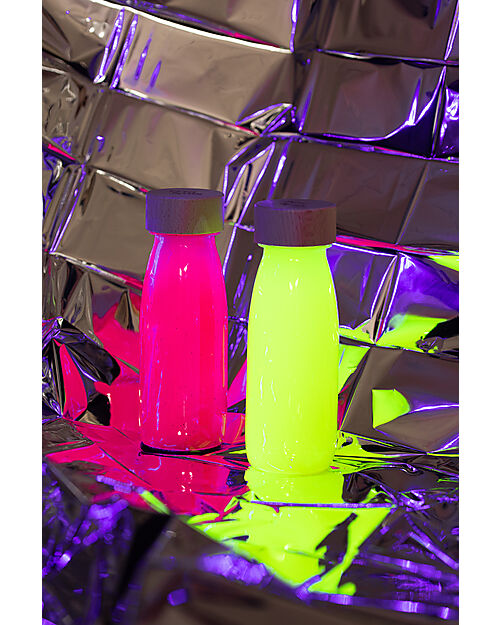 Petit Boum Sensory Float Bottle - Yellow Fluo - Colors and Lights - Glow in the Dark! Sensory Games_