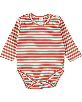 Petit Oh! Baby Basic Body with Long Sleeves - Terracotta Stripes - 100% Pima Cotton Long Sleeves Bodies