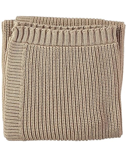 Petit Oh! Claudia Knitted Blanket - Camel - 70x70cm - 100% Cachemire Muslin Swaddle