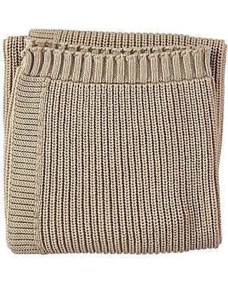 Petit Oh! Claudia Knitted Blanket - Camel - 70x70cm - 100% Cachemire Muslin Swaddle