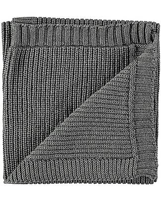Petit Oh! Claudia Knitted Blanket - Grey - 70x70cm - 100% Cachemire Muslin Swaddle