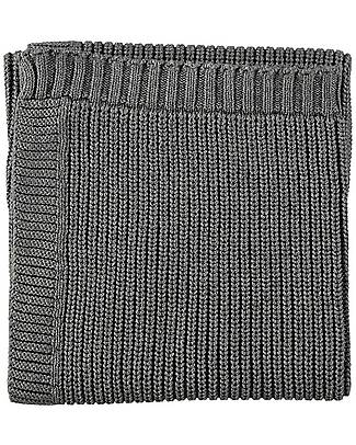 Petit Oh! Claudia Knitted Blanket - Grey - 70x70cm - 100% Cachemire Muslin Swaddle