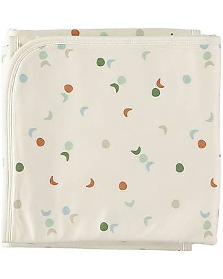 Petit Oh! Cotton Polar Blanket - Moon Multicolor - 80x80cm - Pima Cotton and Fleece Muslin Swaddle
