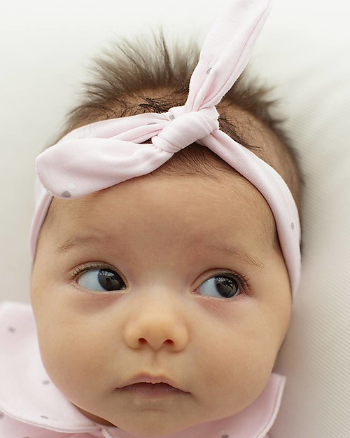 Petit Oh! Girl Headband, Pink/Dots - 100% Pima Cotton Hair Accessories