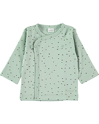 Petit Oh! Kimono Side-Snap Tee - Pin Aqua - 100% Pima Cotton Long Sleeves Tops