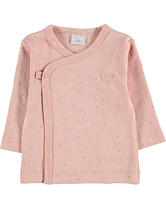 Petit Oh! Kimono Side-Snap Tee - Plumeti rose - 100% Pima Cotton Long Sleeves Tops