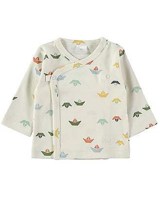 Petit Oh! Kimono Side-Snap Tee - Sail Multicolor - 100% Pima Cotton Long Sleeves Tops
