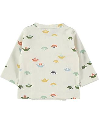 Petit Oh! Kimono Side-Snap Tee - Sail Multicolor - 100% Pima Cotton Long Sleeves Tops