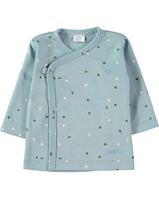 Petit Oh! Kimono Side-Snap Tee - Sand Aqua - 100% Pima Cotton Long Sleeves Tops