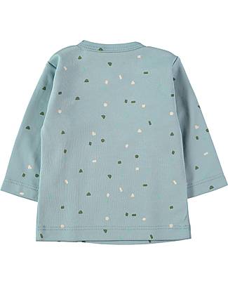 Petit Oh! Kimono Side-Snap Tee - Sand Aqua - 100% Pima Cotton Long Sleeves Tops