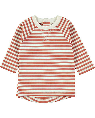 Petit Oh! Kiwi Long Sleeves T-Shirt - Terracotta Stripes - Pima Cotton Long Sleeves Tops