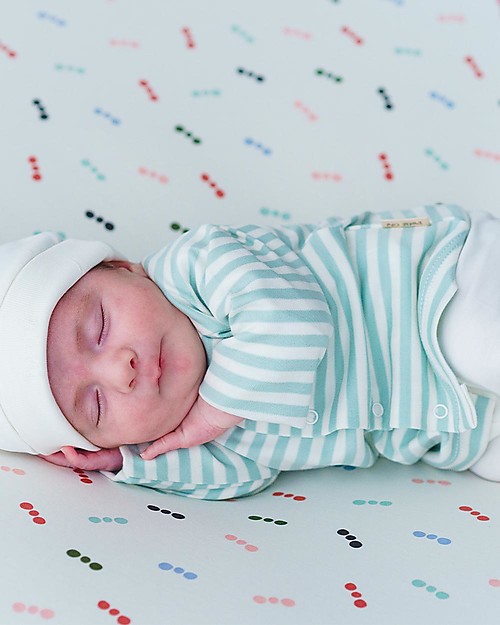 Petit Oh! Long Sleeved Petra Shirt - Aqua and Vanilla Stripes - 100% Pima Cotton Long Sleeves Tops