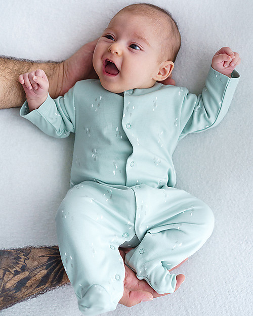 Petit Oh! Long Sleeved Pyjama, Aqua Drops - 100% Pima Cotton Pyjamas
