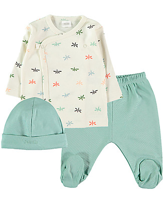 Petit Oh! Mati Set with Tee + Pants + Hat - Fly Multicolor - 100% Pima Cotton Gift Set