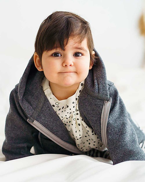 Petit Oh! Noni Fleece Coat - Iron - 100% Cotton Flannel Jackets