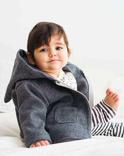 Petit Oh! Noni Fleece Coat - Iron - 100% Cotton Flannel Jackets