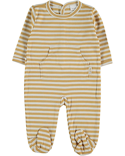 Petit Oh! Pelele Urban Romper - Terracotta Stripes - 100% Pima Cotton Babygrows