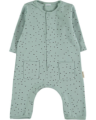 Petit Oh! Rita Long Sleeved Romper - Aqua - Flannel Cotton Rompers