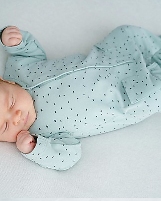 Petit Oh! Rita Long Sleeved Romper - Aqua - Flannel Cotton Rompers