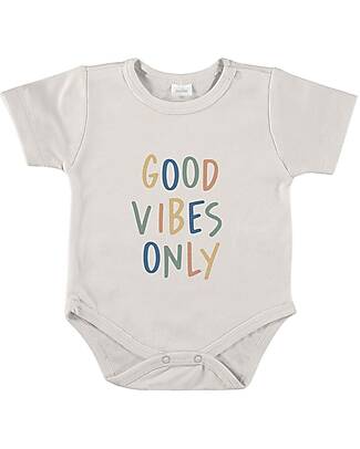 Petit Oh! Short Sleeve Body Basic - Good Vibes Vainilla - Pima Cotton Short Sleeves Bodies