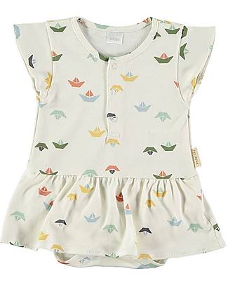 Petit Oh! Short Sleeve Nala Dress with Nappy Cover - Sail Multicolor - 100% Pima Cotton Dresses_