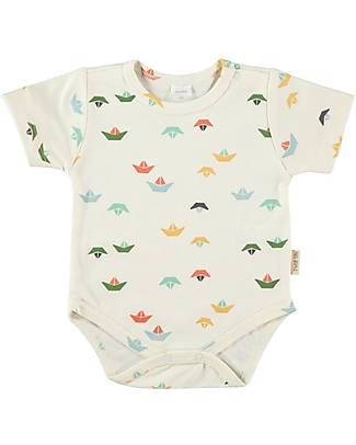 Petit Oh! Short Sleeved Basic Body - Sail Multicolor - 100% Pima Cotton Short Sleeves Bodies