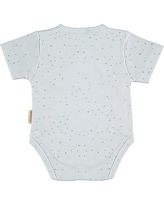 Petit Oh! Short Sleeved Side Snap Body - Mix Star Blue - 100% Pima Cotton Short Sleeves Bodies