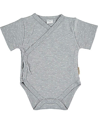 Petit Oh! Short Sleeved Side Snap Body - Plumeti Grey - 100% Pima Cotton Short Sleeves Bodies
