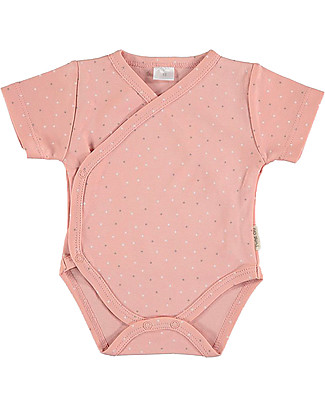 Petit Oh! Short Sleeved Side Snap Body - Plumeti Rose - 100% Pima Cotton Short Sleeves Bodies