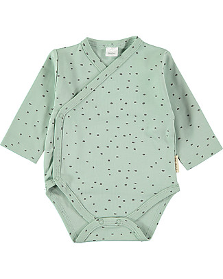 Petit Oh! Side Snap Body with Long Sleeves - Pin Aqua - 100% Pima Cotton Long Sleeves Bodies