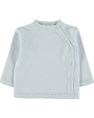 Petit Oh! Side Snap Knitted Sweater - Sky - 100% Cotton Cardigans