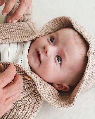 Petit Oh! Ventu Coat - Camel - Cotton and Cachemire Cardigans