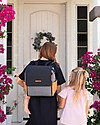Petunia Pickle Bottom Boxy Backpack - Camel and Graphite - Roomy with Smart Details and Integrated Changing Pad Changing Backpack