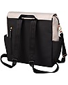 Petunia Pickle Bottom Boxy Backpack - Sand and Black - Roomy with Smart Details and Integrated Changing Pad Changing Backpack
