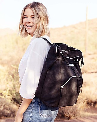 Petunia Pickle Bottom Cinch Convertible Backpack - Dark Grey - Versatile and Clever in Matte Leatherette Backpack