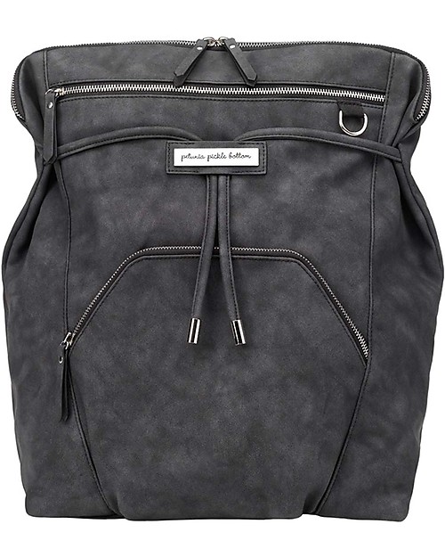 Petunia Pickle Bottom Cinch Convertible Backpack - Dark Grey - Versatile and Clever in Matte Leatherette Changing Backpack