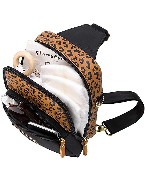 Petunia Pickle Bottom Criss Cross Sling Bag - Leopard - Roomy and Versatile Cross Strap Diaper Changing Bags
