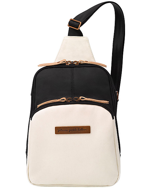 Petunia Pickle Bottom Criss Cross Sling Bag - White and Black - Roomy and Versatile Cross Strap Diaper Changing Bags