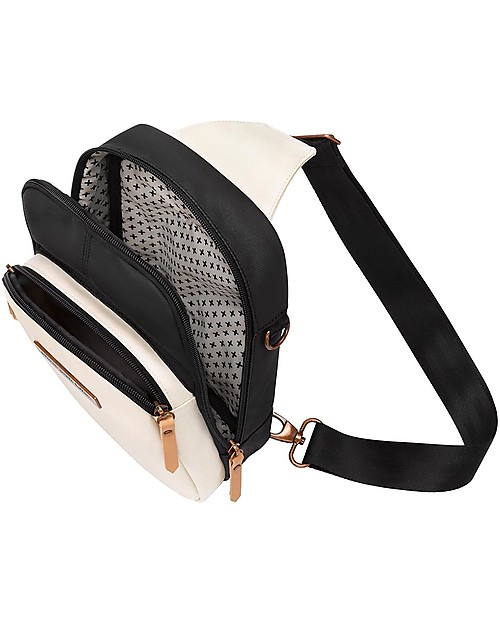 Petunia Pickle Bottom Criss Cross Sling Bag - White and Black - Roomy and Versatile Cross Strap Diaper Changing Bags