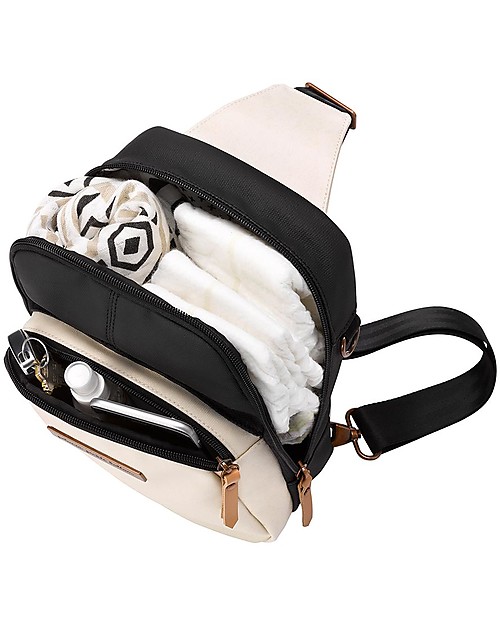 Petunia Pickle Bottom Criss Cross Sling Bag - White and Black - Roomy and Versatile Cross Strap Diaper Changing Bags