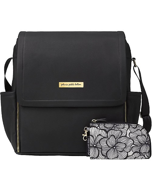 Petunia Pickle Bottom Diaper Boxy Backpack - Black Leatherette - Includes Foldable Changing Mat Changing Backpack