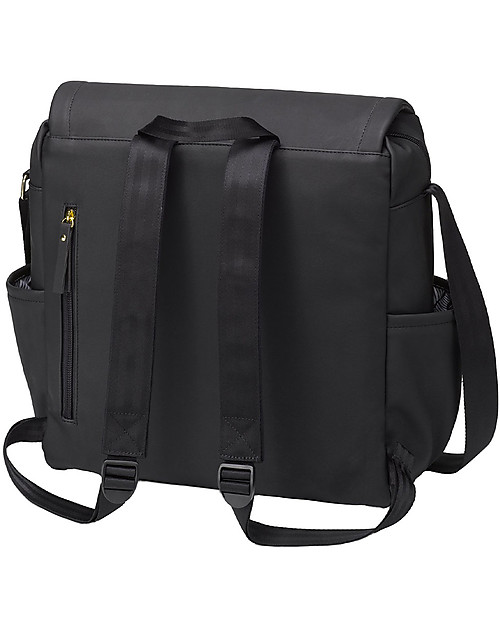 Petunia Pickle Bottom Diaper Boxy Backpack - Black Leatherette - Includes Foldable Changing Mat Changing Backpack