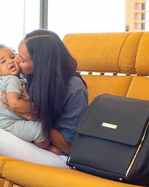 Petunia Pickle Bottom Diaper Boxy Backpack - Black Leatherette - Includes Foldable Changing Mat Changing Backpack