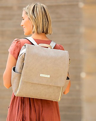 Petunia Pickle Bottom Diaper Boxy Backpack - Grey Leatherette - Includes Foldable Changing Mat Backpack