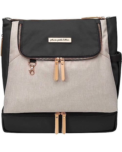 Petunia Pickle Bottom Pivot Pack - Sand/Black- A Modern Silhouette and a Roomy Interior -Easy to Convert from a Stylish Bag to a Practical Backpack! Changing Backpack