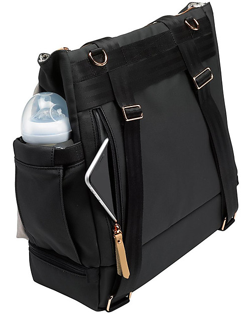 Petunia Pickle Bottom Pivot Pack - Sand/Black- A Modern Silhouette and a Roomy Interior -Easy to Convert from a Stylish Bag to a Practical Backpack! Changing Backpack