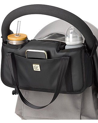 Petunia Pickle Bottom Wander Stroller Caddy - Black Matte Leatherette- Suitable for all Strollers! Diaper Changing Bags & Accessories