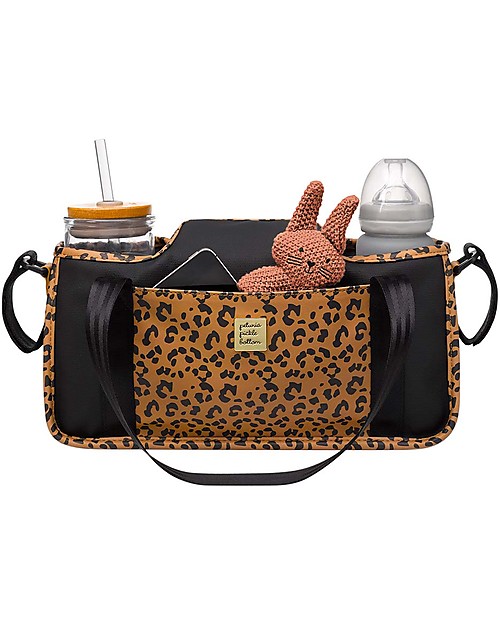 Petunia Pickle Bottom Wander Stroller Caddy - Leopard Leatherette- Suitable for all Strollers! Organize and Bags