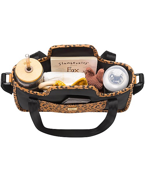 Petunia Pickle Bottom Wander Stroller Caddy - Leopard Leatherette- Suitable for all Strollers! Organize and Bags