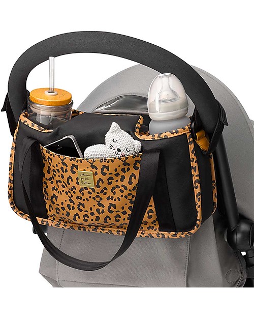 Petunia Pickle Bottom Wander Stroller Caddy - Leopard Leatherette- Suitable for all Strollers! Organize and Bags